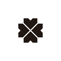 Four heart, square geometric symbol simple logo vector