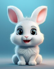 Niedliches Kaninchen, blauer Hintergrund