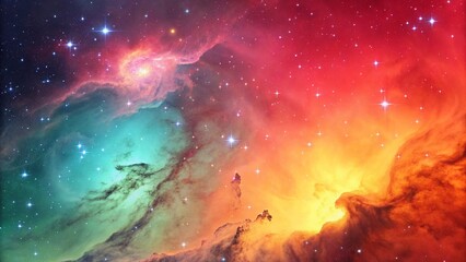 Fototapeta premium Vibrant Multicolor Nebula in Deep Space