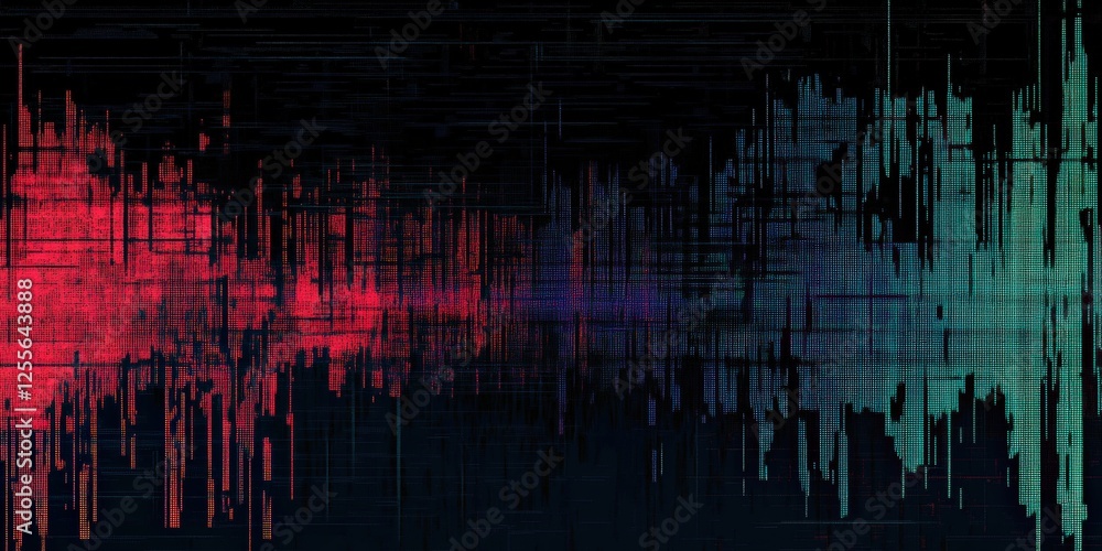 Poster glitch effect overlays, digital distortion textures,digital glitch transition with distorted effect