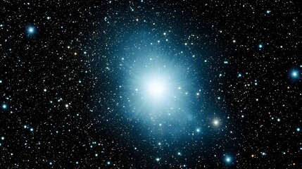 Bright Blue Cosmic Nebula Surrounded by Distant Stars in Space