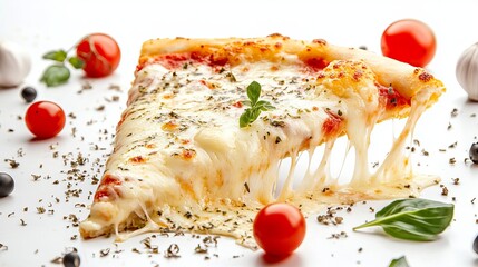 Enjoying a stretchy cheese slice of pizza at isola a culinary delight in a cozy atmosphere