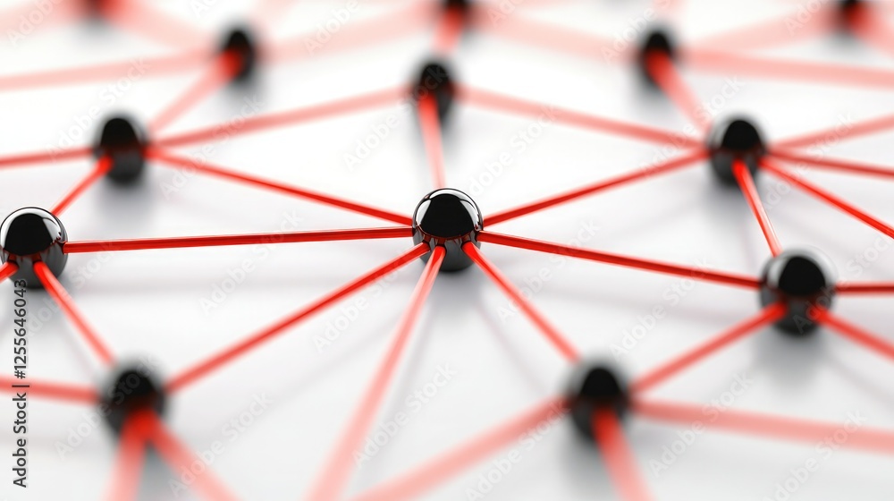 Poster a digital network diagram with interconnected nodes, illustrating building a business network and co