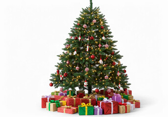Decorated Christmas Tree with Gift Wrapped Presents for Holiday Celebration