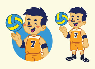 Cartoon of Happy Volleyball Player Mascot