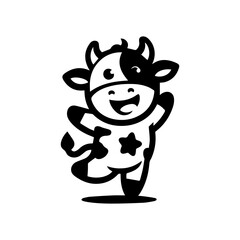 unique design dancing cow logo