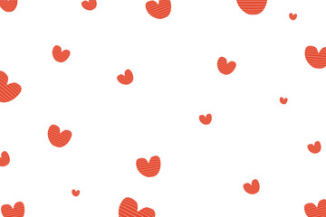 Pink heart shape, bright and scattered on white background. for moments of romance and affection