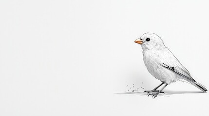 Obraz premium Elegant White Bird Sketch on Minimalist Background with Fine Details and Subtle Texture