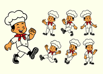 Playful Cartoon Character Set Of Chef