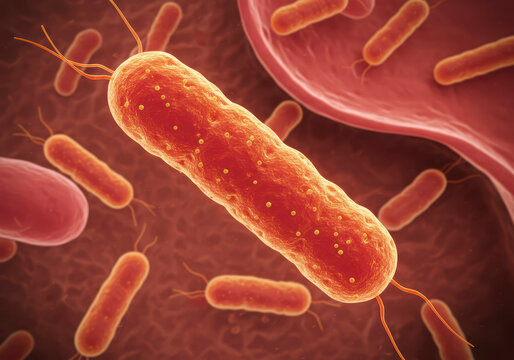 Medical 3D Rendering of Bacteroides Fragilis, Essential Anaerobic Bacteria in Intestinal Microflora