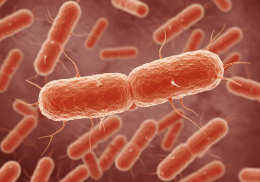 3D Illustration of Salmonella Bacteria, Including S. Typhi and S. Typhimurium, Pathogens Causing Typhoid Fever and Foodborne Infections