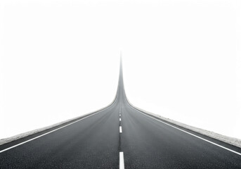 Empty Asphalt Road Stretching Upward Into Black Sky Background
