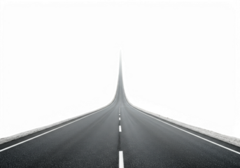 Empty Asphalt Road Stretching Upward Into Black Sky Background
