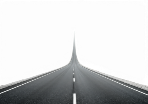 Empty Asphalt Road Stretching Upward Into Black Sky Background