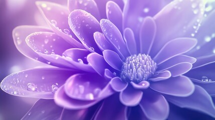 Obraz premium Purple Bloom: A delicate flower glistening with morning dew in soft light