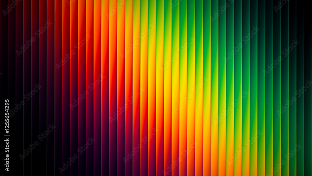 Poster abstract ribbed fractal texture with glass effect and bright smooth fluted vertical lines of rainbow