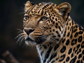 Obraz premium Majestic Close-Up Portrait of a Leopard in Its Natural Habitat
