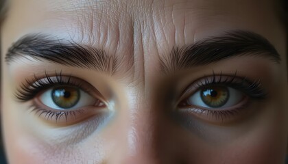 Fototapeta premium Close-Up of Human Eyes with Detailed Texture, Expressive Gaze, and Natural Eyelashes for Beauty and Emotion Photography