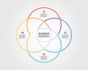 Business Infographic modern design template for banners and infographics for 4 gradient venn diagram circle line step