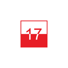 Number 17 date, geometric symbol simple logo vector