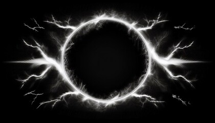 abstract electric lightning border frame on black background with copy space graphic resource