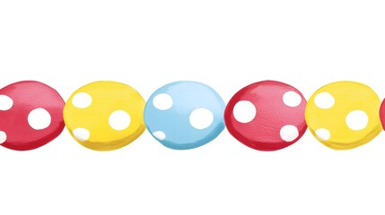 Colorful Dots in Red, Yellow, Blue with White Polka Dots Pattern