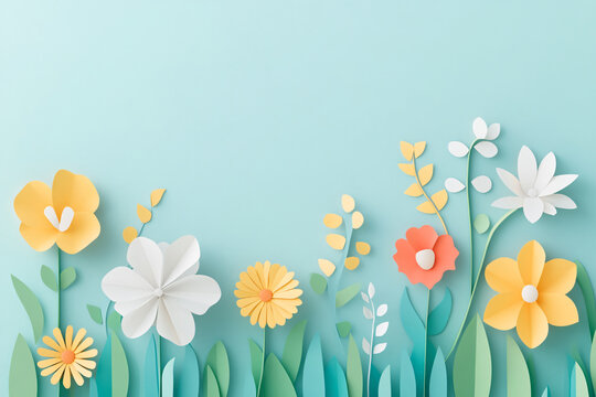 Origami art illustration of natural flowers