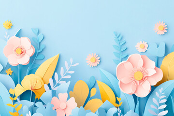 Origami art illustration of natural flowers