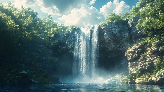 A waterfall that flows off the edge of a cliff, only to reappear at the top again. 