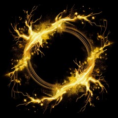 abstract electric lightning border frame on black background with copy space graphic resource