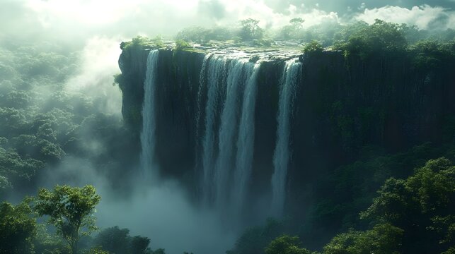 A waterfall that flows off the edge of a cliff, only to reappear at the top again. 