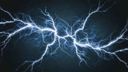 Lightning striking in the dark night sky