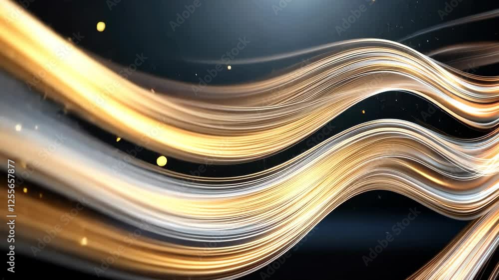 Poster luminous lines glide smoothly across a dark background, creating an enchanting visual experience of 