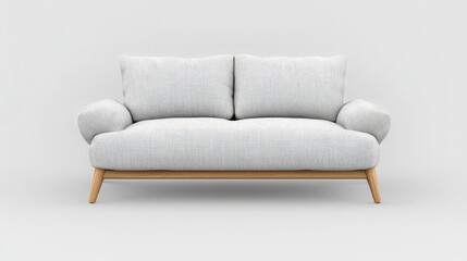 Modern Light Gray Couch with Wooden Legs Ideal for Minimalist Interior Design Spaces