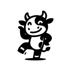 unique design dancing cow logo