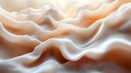A wavy shape in soft beige placed off-center, leaving large areas blank.