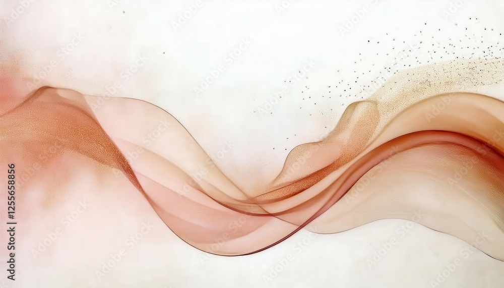 Aufkleber abstract flowing peach wave texture with soft gradient and dotted particles, perfect for modern background or wall art


