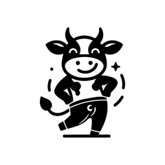 unique design dancing cow logo