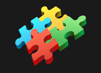 Obraz premium 3d puzzle of four colorful pieces