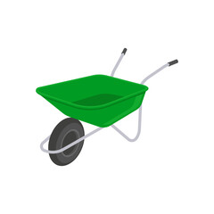 Wheel Barrow Flat Icon, Vector illustration