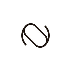 Letter N capsule, line curve geometric symbol simple logo vector