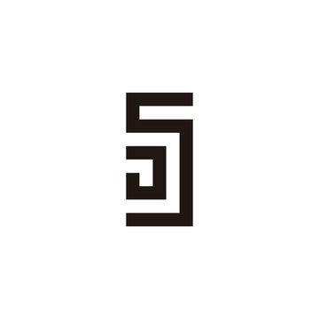 Letter JS square geometric symbol simple logo vector