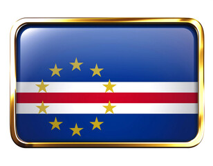 Obraz premium カーボヴェルデの国旗のブローチ。白背景。(Cabo Verde flag brooch on white background.) 