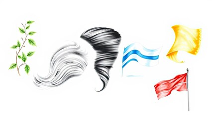 Obraz premium Whirlwind Flags Leaves Nature Abstract Art Design Elements