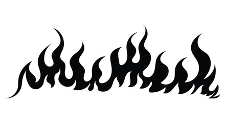 Fire icon isolated on white background. Fire flame symbol. Black fire border vector design collection. Burning fire decoration element. 
