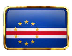 Obraz premium カーボヴェルデの国旗のブローチ。白背景。(Cabo Verde flag brooch on white background.) 