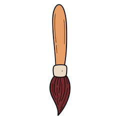 Hand drawn cartoon paintbrush on white background.