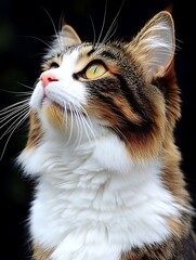 Fototapeta premium Take solace in the unhurried moment of a cat resting with tranquil confidence on a spotless white stage. The lighting’s precision discards shadows, freeing a high-contrast filter to enhance 