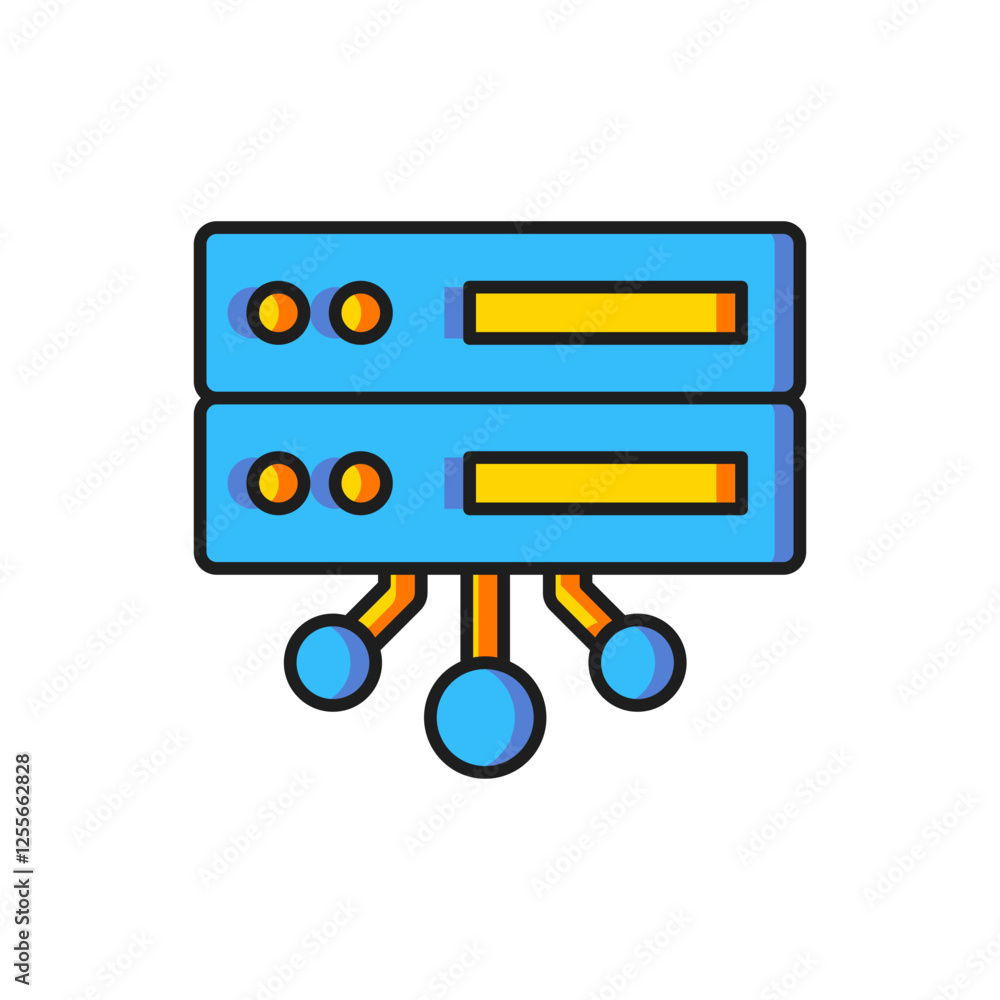 Aufkleber color server, data, web hosting icon isolated on white background. flat filled outline style with sh