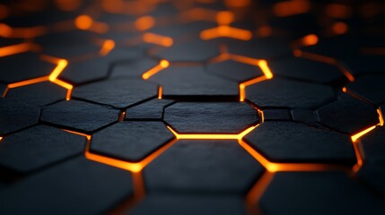 Obraz premium Glowing Hexagonal Pattern Dark Surface Abstract Design